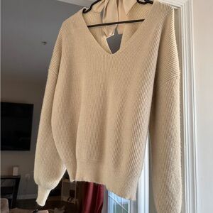 Classic V-Neck Women's Sweater in Cream